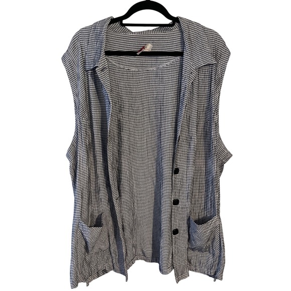 Westside Clothing Co. Jackets & Blazers - VTG Gingham Vest Westside Clothing Co Button Front Pockets Sleeveless Top Blouse
